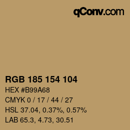 Color code: RGB 185 154 104 | qconv.com