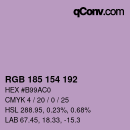 Color code: RGB 185 154 192 | qconv.com