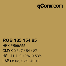 Color code: RGB 185 154 85 | qconv.com