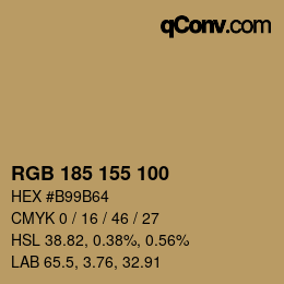 Color code: RGB 185 155 100 | qconv.com