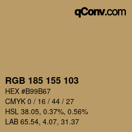 Color code: RGB 185 155 103 | qconv.com
