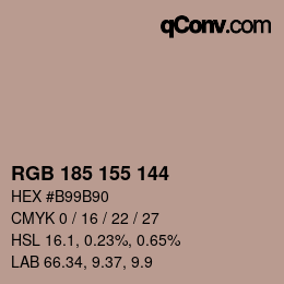 カラーコード: RGB 185 155 144 | qconv.com