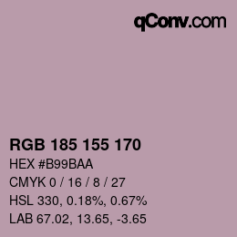 Color code: RGB 185 155 170 | qconv.com