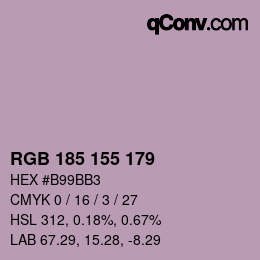 Color code: RGB 185 155 179 | qconv.com