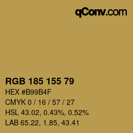 Color code: RGB 185 155 79 | qconv.com