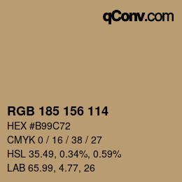 Color code: RGB 185 156 114 | qconv.com