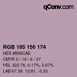 Color code: RGB 185 156 174 | qconv.com