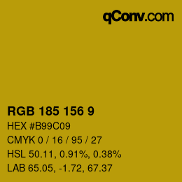 Color code: RGB 185 156 9 | qconv.com