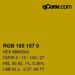 Color code: RGB 185 157 0 | qconv.com