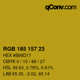 Color code: RGB 185 157 23 | qconv.com