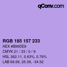 Color code: RGB 185 157 233 | qconv.com