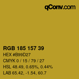 Color code: RGB 185 157 39 | qconv.com