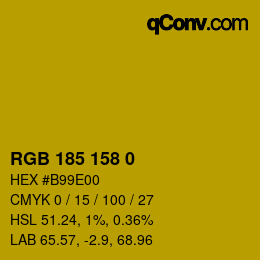 Color code: RGB 185 158 0 | qconv.com