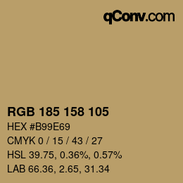 カラーコード: RGB 185 158 105 | qconv.com