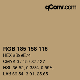 Color code: RGB 185 158 116 | qconv.com