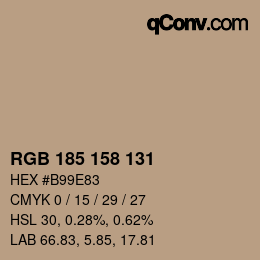 カラーコード: RGB 185 158 131 | qconv.com