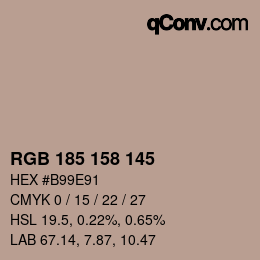 Color code: RGB 185 158 145 | qconv.com