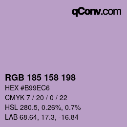 Color code: RGB 185 158 198 | qconv.com