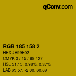 Color code: RGB 185 158 2 | qconv.com