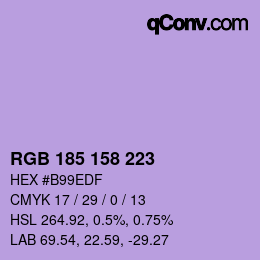 Color code: RGB 185 158 223 | qconv.com