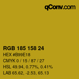 Color code: RGB 185 158 24 | qconv.com