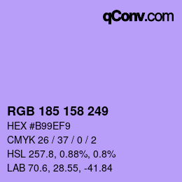 Color code: RGB 185 158 249 | qconv.com