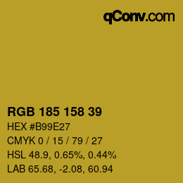 Color code: RGB 185 158 39 | qconv.com