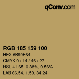 Color code: RGB 185 159 100 | qconv.com