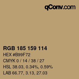 Color code: RGB 185 159 114 | qconv.com