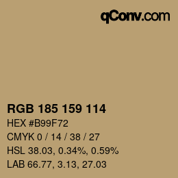 Color code: RGB 185 159 114 | qconv.com