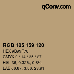 カラーコード: RGB 185 159 120 | qconv.com