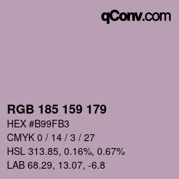 Código de color: RGB 185 159 179 | qconv.com