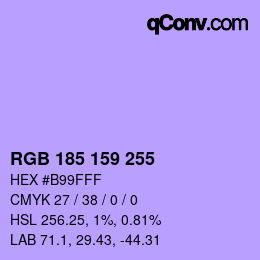 Color code: RGB 185 159 255 | qconv.com