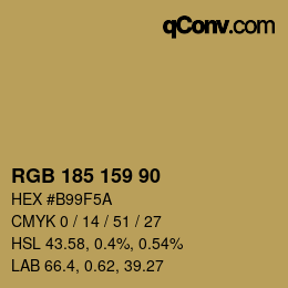 Color code: RGB 185 159 90 | qconv.com