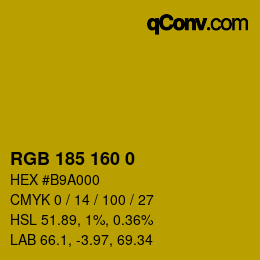 Color code: RGB 185 160 0 | qconv.com