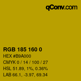 Code couleur: RGB 185 160 0 | qconv.com