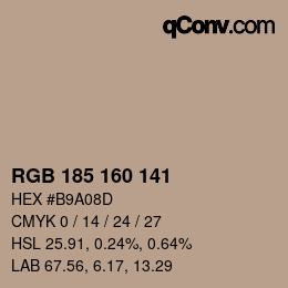 カラーコード: RGB 185 160 141 | qconv.com