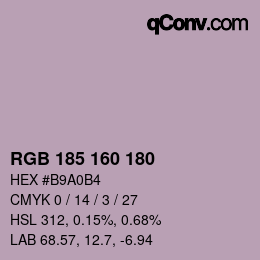 Color code: RGB 185 160 180 | qconv.com