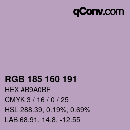 Color code: RGB 185 160 191 | qconv.com