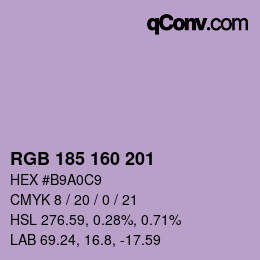 Color code: RGB 185 160 201 | qconv.com