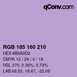 Color code: RGB 185 160 210 | qconv.com