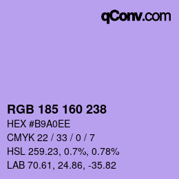 Color code: RGB 185 160 238 | qconv.com