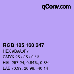 カラーコード: RGB 185 160 247 | qconv.com