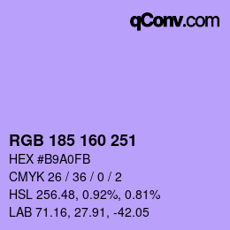 Color code: RGB 185 160 251 | qconv.com