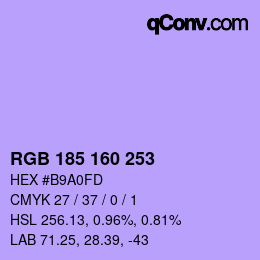 Color code: RGB 185 160 253 | qconv.com
