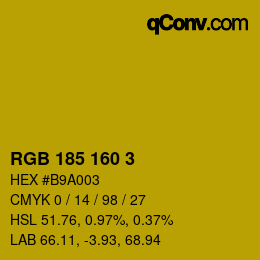 Color code: RGB 185 160 3 | qconv.com