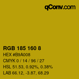 Color code: RGB 185 160 8 | qconv.com