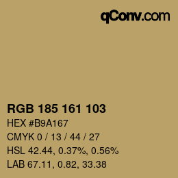 Color code: RGB 185 161 103 | qconv.com