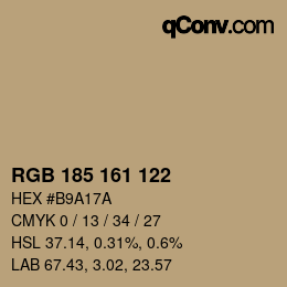 Color code: RGB 185 161 122 | qconv.com