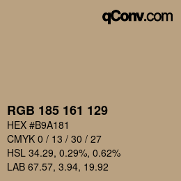 Color code: RGB 185 161 129 | qconv.com